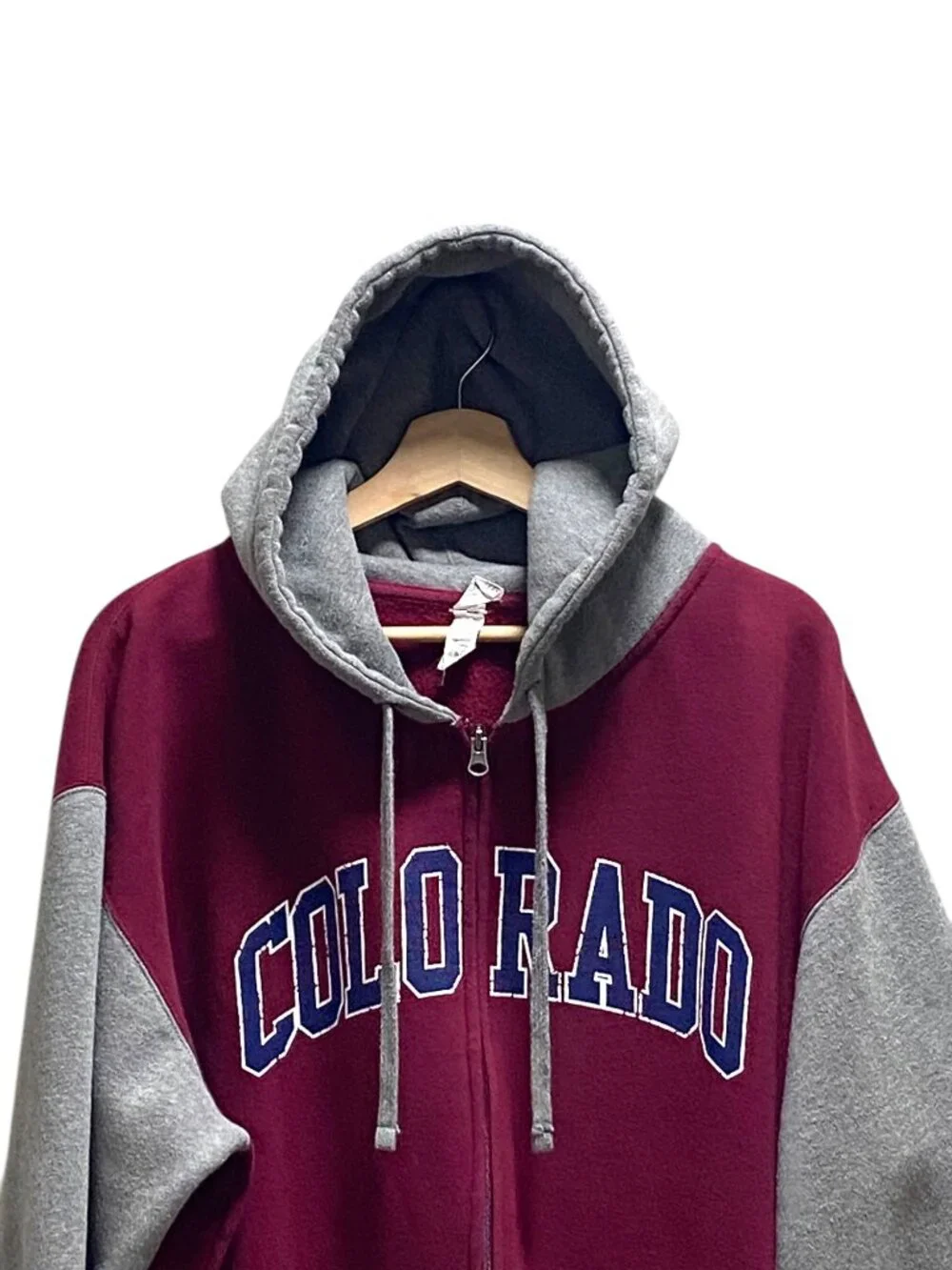 Colorado Hooded Varsity Jacket Burgundy Size 2X Preppy Academia Old Money Fall